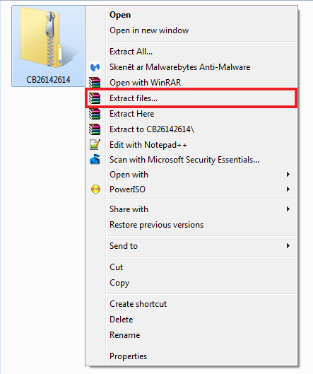 Right click on the downloaded patch, which in this case, is 2.6.14 patch, and select &quot;Extract files...&quot;.