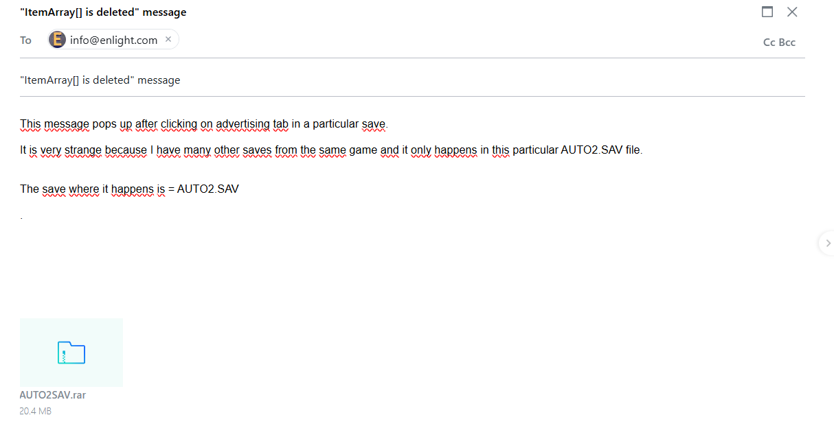 this is the email I sent