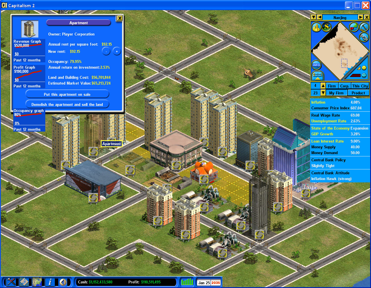 Your apartments' profits are surging.<br />You have successfully built a small community in this area.