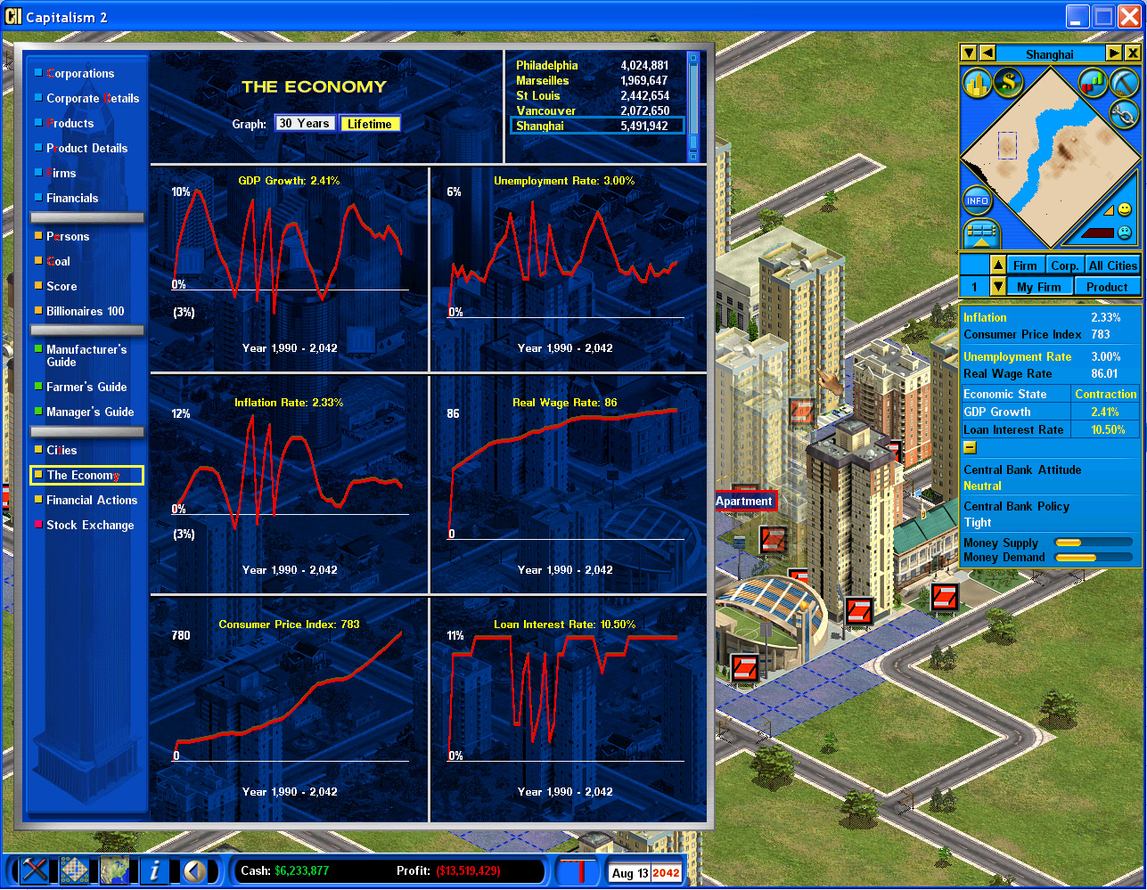 Shanghai in 2042 - note that the land values shown on the mini-map has gone up significantly.